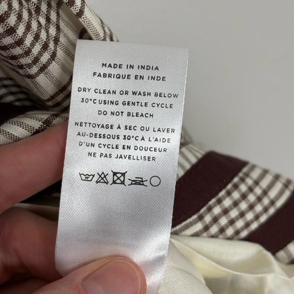 Loeffler Randall Linen Cotton Chocolate Brown Plaid Skit Set - Size L - Picture 14 of 15